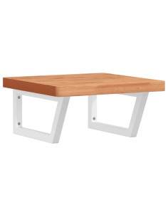 Ripiano a Parete per Lavabo in Acciaio e Massello di Faggio