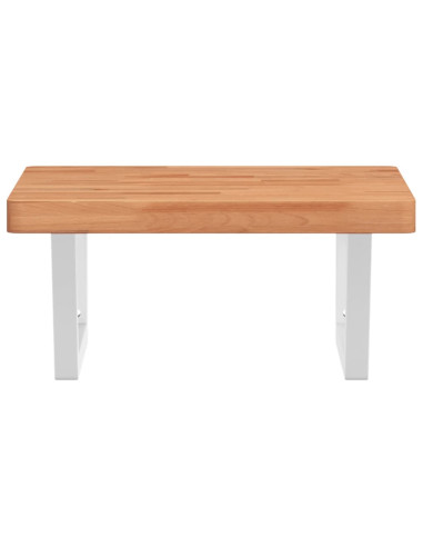 Ripiano a Parete per Lavabo in Acciaio e Massello di Faggio