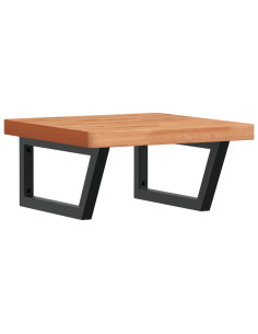 Ripiano a Parete per Lavabo in Acciaio e Massello di Faggio