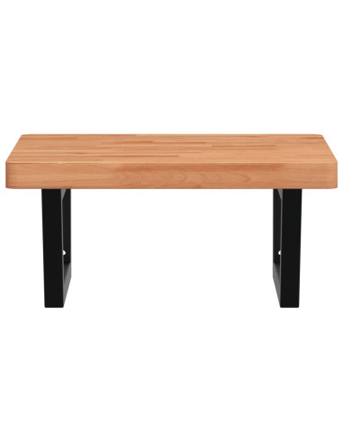 Ripiano a Parete per Lavabo in Acciaio e Massello di Faggio