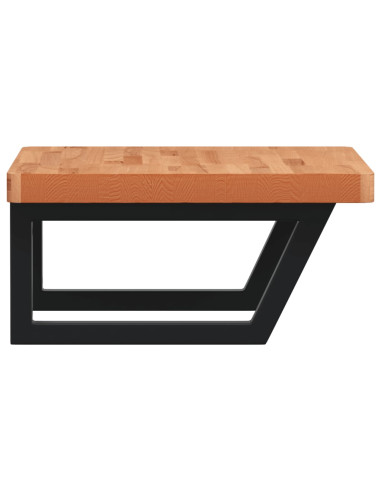 Ripiano a Parete per Lavabo in Acciaio e Massello di Faggio