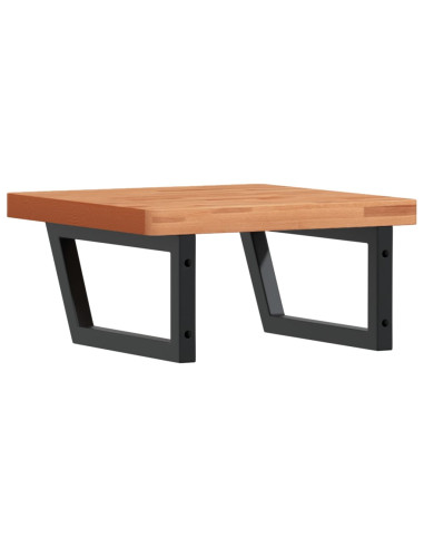 Ripiano a Parete per Lavabo in Acciaio e Massello di Faggio