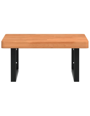 Ripiano a Parete per Lavabo in Acciaio e Massello di Faggio