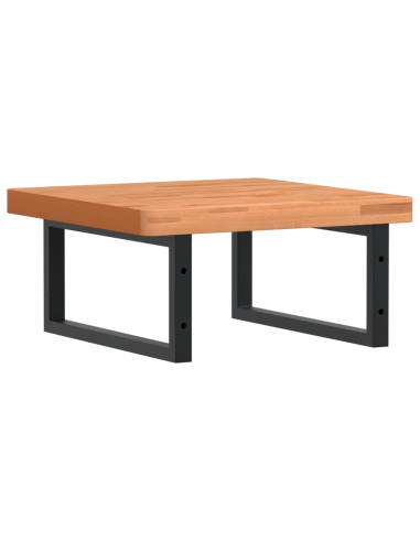 Ripiano a Parete per Lavabo in Acciaio e Massello di Faggio