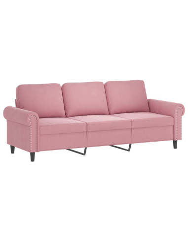 Set di Divani 3 pz con Cuscini Rosa in Velluto