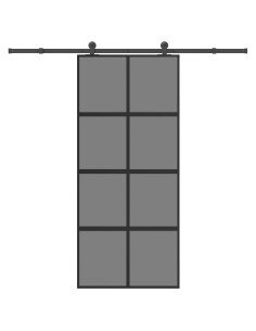 Porta Scorrevole Ferramenta 90x205 cm Vetro Temperato Alluminio