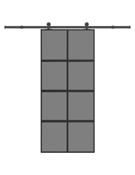 Porta Scorrevole Ferramenta 90x205 cm Vetro Temperato Alluminio