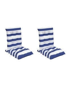 Cuscini Sedia Schienale Basso 2 pz a Righe Blu e Bianche Oxford 2