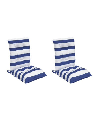 Cuscini Sedia Schienale Basso 2 pz a Righe Blu e Bianche Oxford