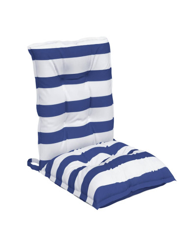 Cuscini Sedia Schienale Basso 2 pz a Righe Blu e Bianche Oxford