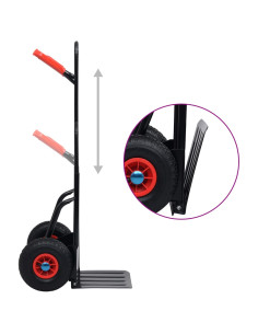 Carrello a Mano Telescopico 200 kg Nero e Rosso 2