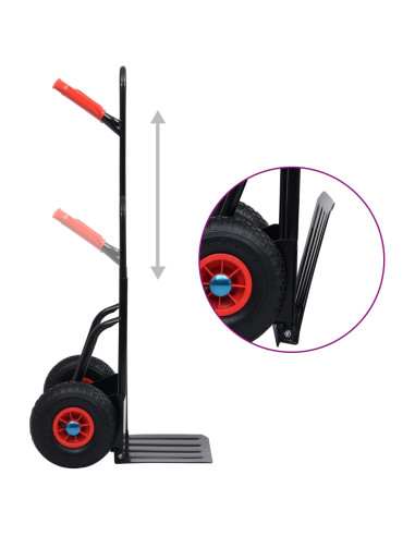 Carrello a Mano Telescopico 200 kg Nero e Rosso