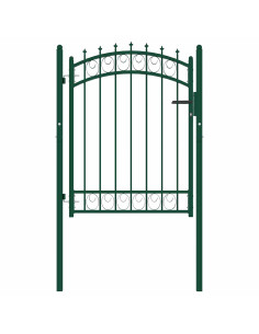 Cancello per Recinzione con Punte in Acciaio 100x125 cm Verde