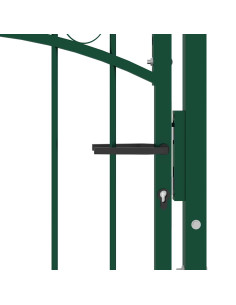 Cancello per Recinzione con Punte in Acciaio 100x125 cm Verde 2