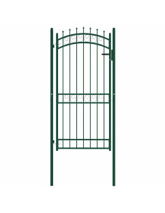 Cancello per Recinzione con Punte in Acciaio 100x200 cm Verde