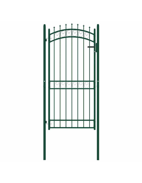 Cancello per Recinzione con Punte in Acciaio 100x200 cm Verde