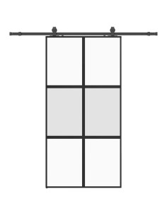 Porta Scorrevole Ferramenta Nera 102,5x205 cm Vetro Temperato