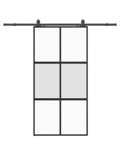 Porta Scorrevole Ferramenta Nera 102,5x205 cm Vetro Temperato