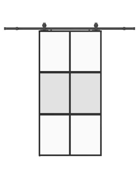 Porta Scorrevole Ferramenta Nera 102,5x205 cm Vetro Temperato