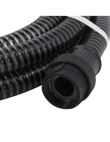 Tubo di Aspirazione con Raccordi in Ottone Nero 1" 7 m in PVC