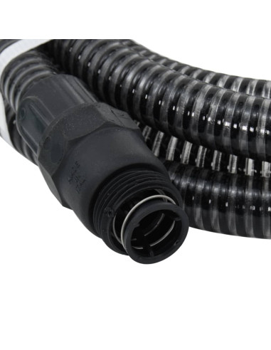 Tubo di Aspirazione con Raccordi in Ottone Nero 1" 7 m in PVC