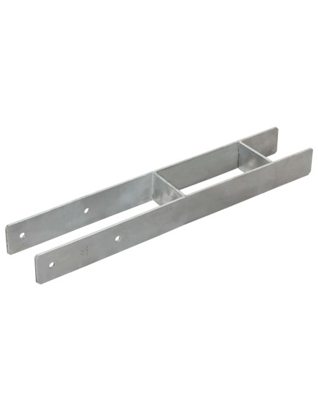Picchetti per Recinzione 2 pz Argento 9x6x60 cm Acciaio Zincato