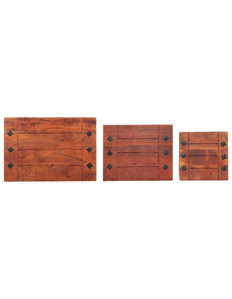 Tavolini Impilabili 3 pz in Legno Massello di Acacia