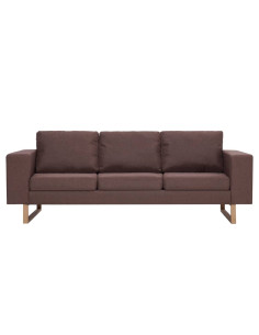 Divano a 3 Posti in Tessuto Marrone 2