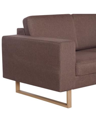 Divano a 3 Posti in Tessuto Marrone