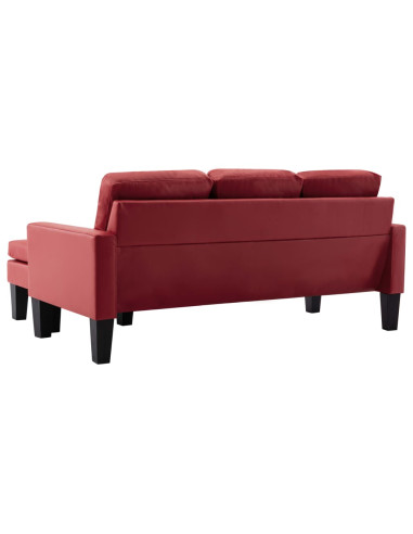 Divano a 3 Posti con Poggiapiedi Rosso Vino in Similpelle