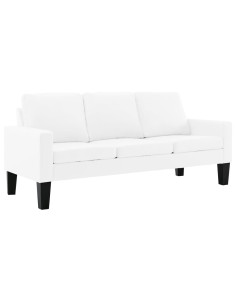 Divano a 3 Posti Bianco in Similpelle