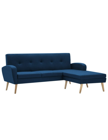 Divano a L con Rivestimento in Tessuto 186x136x79 cm Blu