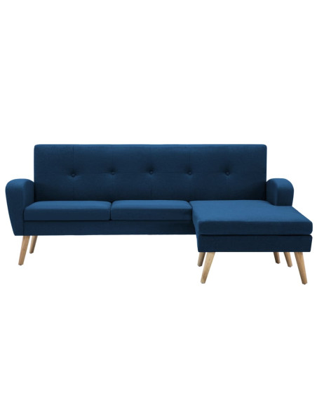 Divano a L con Rivestimento in Tessuto 186x136x79 cm Blu
