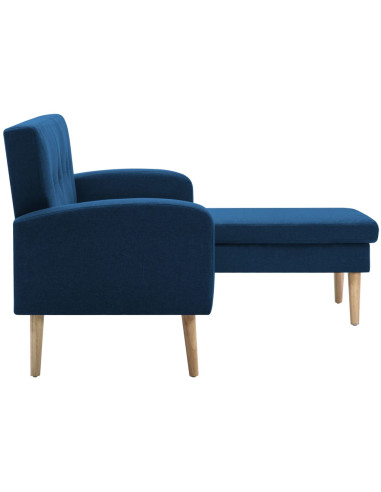 Divano a L con Rivestimento in Tessuto 186x136x79 cm Blu
