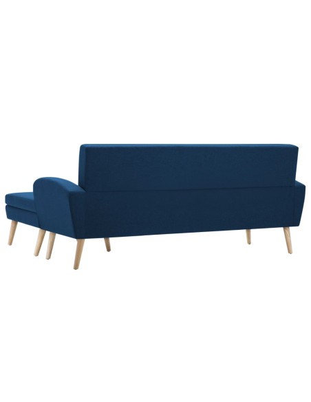 Divano a L con Rivestimento in Tessuto 186x136x79 cm Blu