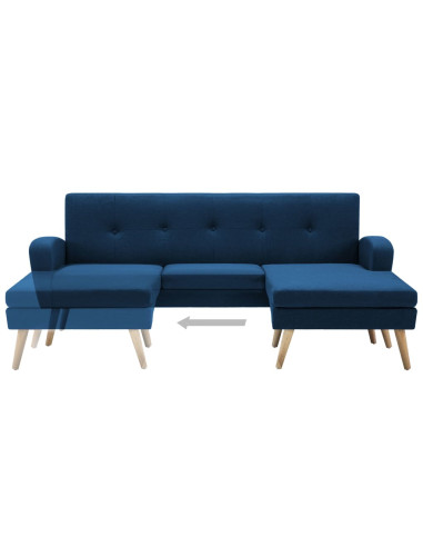 Divano a L con Rivestimento in Tessuto 186x136x79 cm Blu