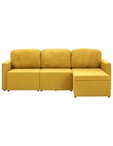 Divano Letto Modulare a 3 Posti Giallo in Tessuto