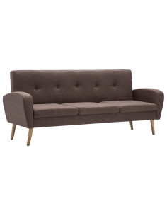 Divano a 3 Posti in Tessuto Marrone