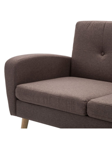 Divano a 3 Posti in Tessuto Marrone