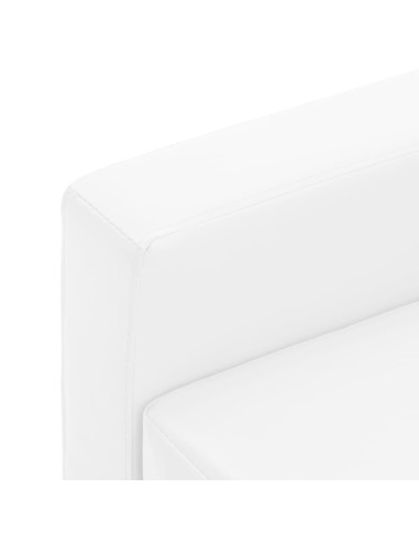 Divano a 3 Posti con Poggiapiedi Bianco in Similpelle