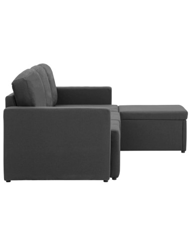 Divano Letto Modulare a 3 Posti Grigio Scuro in Tessuto