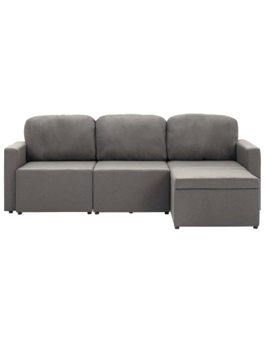 Divano Letto Modulare a 3 Posti Grigio Talpa in Tessuto