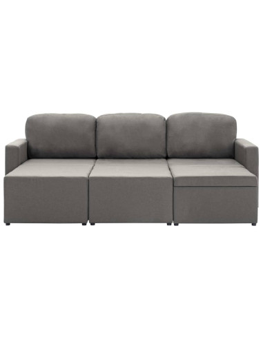 Divano Letto Modulare a 3 Posti Grigio Talpa in Tessuto