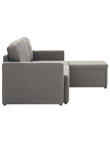 Divano Letto Modulare a 3 Posti Grigio Talpa in Tessuto
