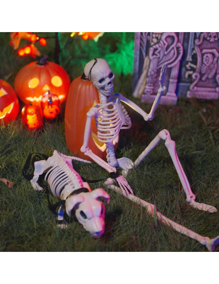 Decorazione Halloween: scheletro con cane 2 pcs Bianco 155 cm