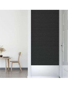 Pannelli Murali 12 pz Nere 90x15 cm Tessuto 1,62 m²