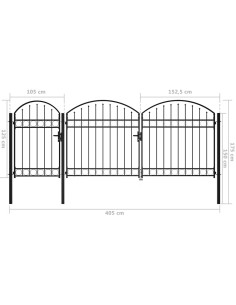 Cancello da giardino Nero 175 x 400 cm Acciaio