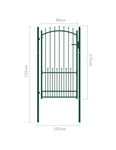 Cancello per Recinzione con Punte in Acciaio 100x175 cm Verde