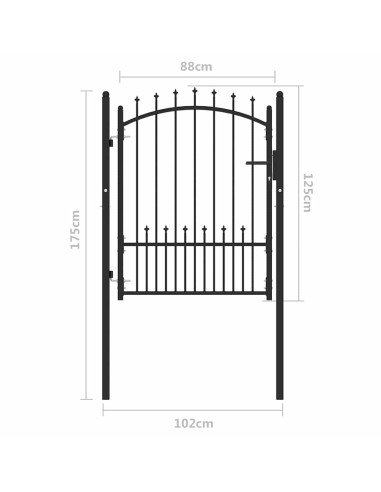 Cancello per recinzione con blocco Nero 100 x 125 cm
