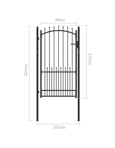 Cancello per recinzione con blocco Nero 100 x 175 cm